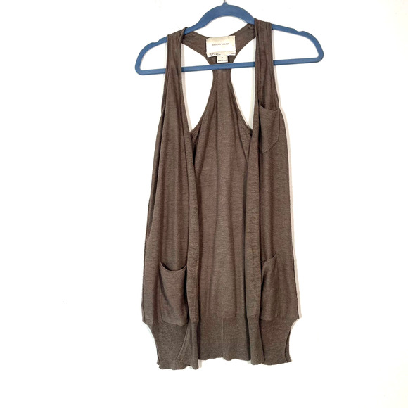 Brochu Walker Tops - Brochu Walker Linen Viscose Blend Oversized Neutral Brown Tan Vest Size P
